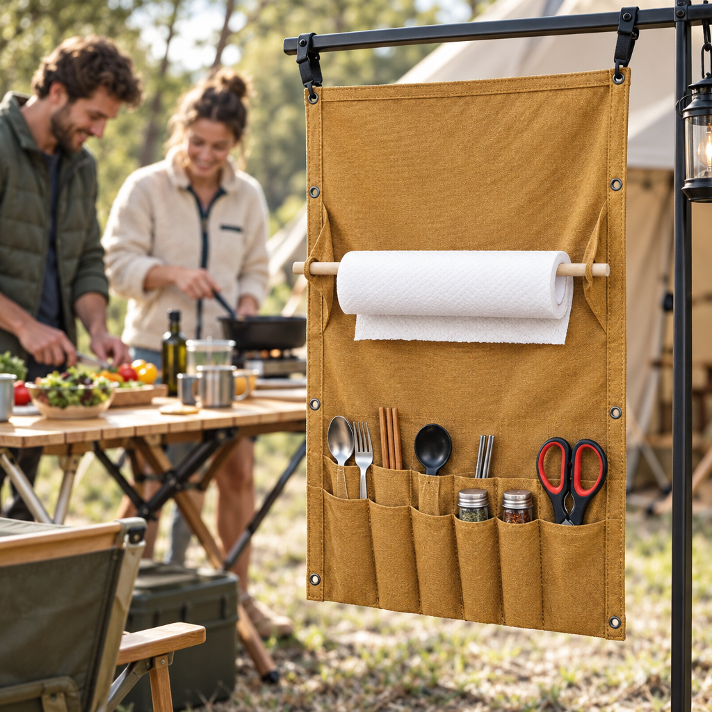 帆布收纳袋家庭露营备餐场景